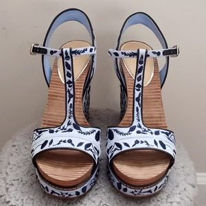 Gianna Bini Sarritahh BoyFrnd Blue Wedge-heeled Sandal